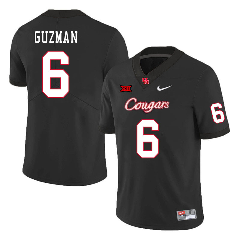 Men #6 Noah Guzman Houston Cougars Big 12 XII College Football Jerseys Stitched-Black